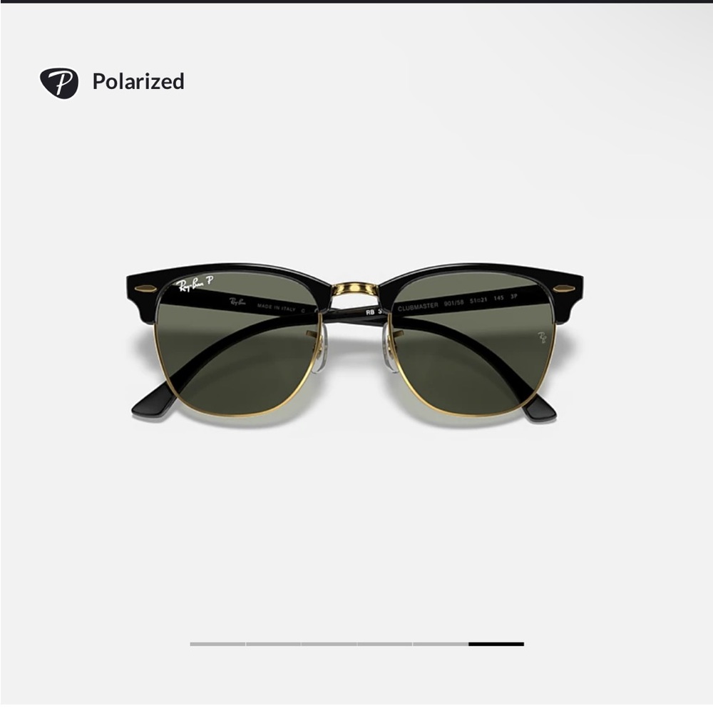 Ray-Ban Black and Gold Clubmaster Polarized Sunglasses